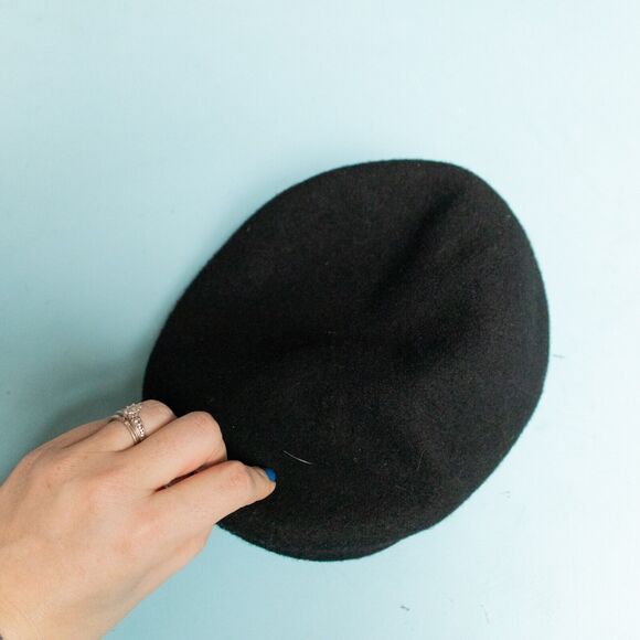 Montique International Vintage Black 100% Wool Flat Bill Flatcap Hat One Size - Picture 4 of 6